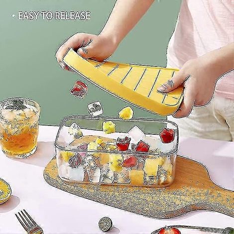 Bac à glaçons avec couvercle et bac, en silicone alimentaire, 28 compartiments. (1/5)