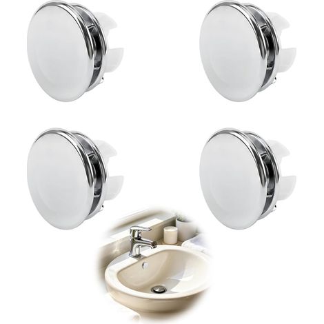 4PCS Couvercle évier, Bouchons de Trop Plein Ronds pour Évier, Lavabo et Baignoire, Accessoires Décoratifs et Fonctionnels pour Trou de Trop Plein, Durable et Facile à Installer (1/5)