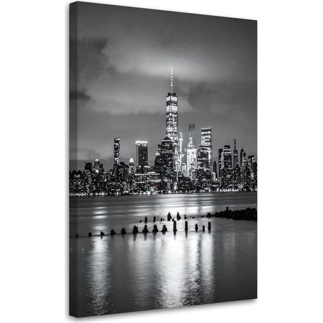Impression sur Toile, Panorama de New York la nuit,60x90 (1/4)