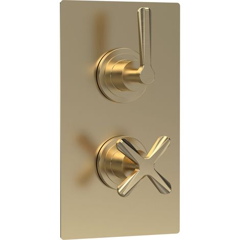 Nuie Aztec Brushed Brass Twin Concealed Thermostatic Shower Valve - CLL8210 (1/2)