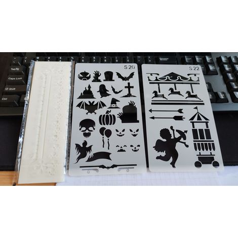1 kit pochoirs variés pour sculpture, modèle de gravure décoratif, pour déco Halloween DIY, bars, maisons hantées, compatible avec stylo graveur électrique (1/4)