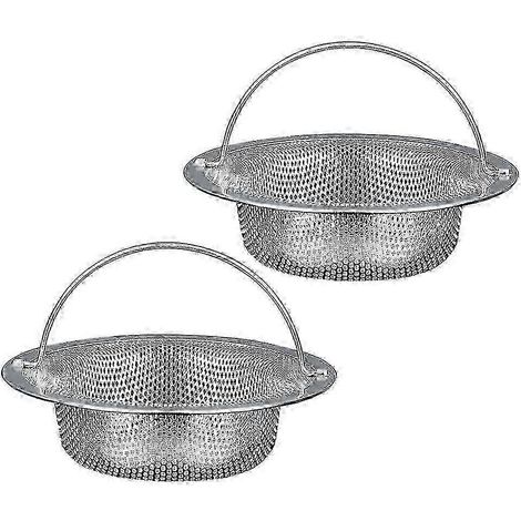 Passoire d'évier 2 pièces en acier inoxydable, passoire d'évier de cuisine avec poignée en acier inoxydable, bouchon d'évier de cuisine. (1/5)