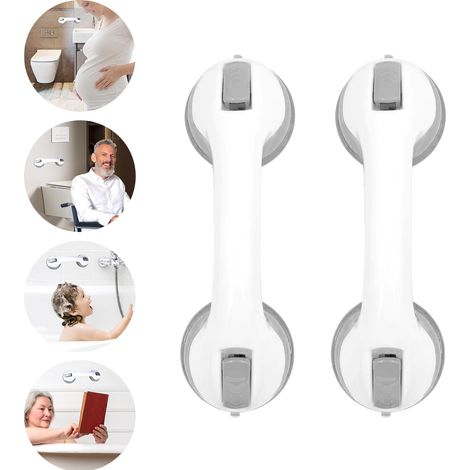 2 Pièces Ventouse de Poignée Douche,Poignée Ventouse,Poignee Securite Salle de Bain,Barre de Maintien Douche,Poignée Baignoire de Sécurité,Barre d'appui WC,Poignée baignoire de sécurité (1/5)