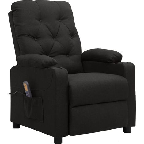 Fauteuil de massage inclinable Noir Tissu (1/5)