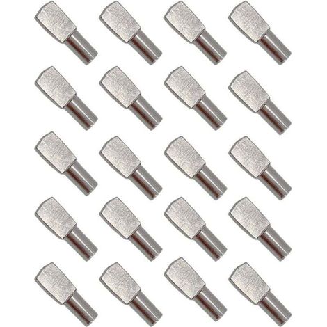 20Pcs Taquet Etagere, Support d'Étagère Étagère Broches Cheville Etagere Supports de Plaque en Métal Nickelé pour Armoire Bureau Accessoires - 5mm19mm