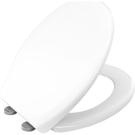 Abattant adulte pour WC – Duroplast blanc – Fermeture ralentie – Charnières métal incluses – Entraxe 80 à 200 cm – Bisk (1/2)