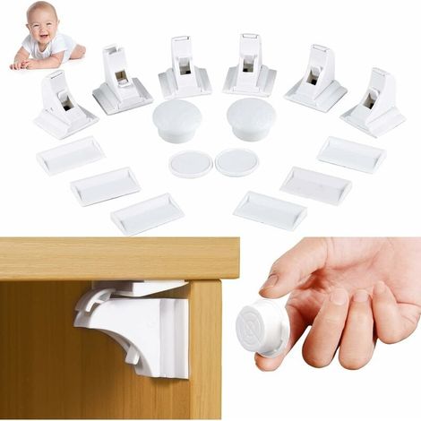 Porte de sécurité pour armoire bébé - Serrure magnétique de sécurité pour tiroir enfant (8 verrous + 2 clés) (1/5)