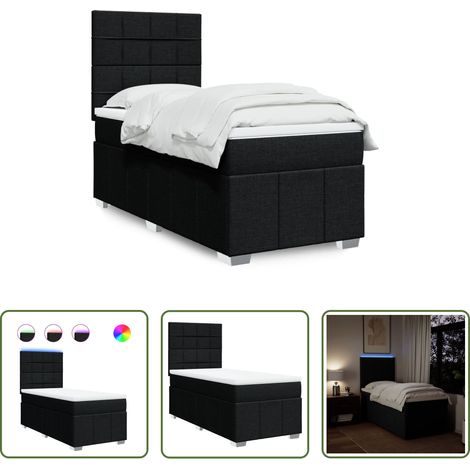Matelas à ressorts ensachés - Sommier à lattes de lit avec matelas Noir 100x200 cm Tissu (1/5)