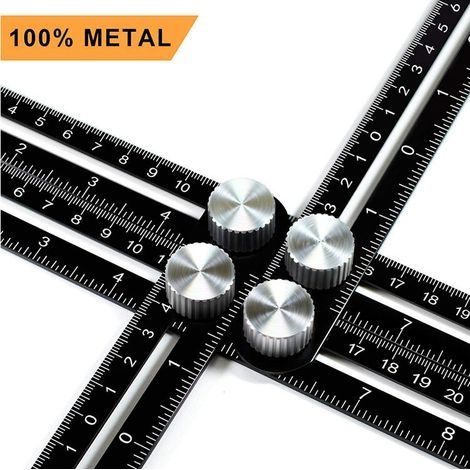 Outil de mesure d’angle/règle multi-angle/gabarit d’angle en alliage d’aluminium, noir 25cm (1/5)