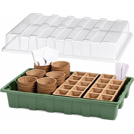 Kit de démarrage pour semis 67 pièces - Plateaux, pots et étiquettes inclus (1/5)