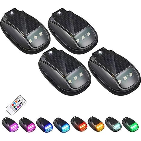 Lumière solaire LED de navigation pour toit - Étanche - Marqueur de toit - Avec capteur de vibration de mouvement - Pour SUV, camion, sécurité clignotante (4 pièces et 1 télécommande) (1/5)