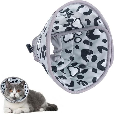 Collerette Chat Anti Léchage, Gris, M Cicatrisation et Récupération Après Chirurgie, Collier de Protection, Doux et Réglable, Pour Chats et Petits Chiens (1/5)