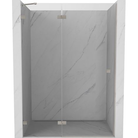Mexen Lunar Duschkabinentür links 130 cm, transparent, gebürsteter Nickel - 834-130-000-97-00-L (1/5)