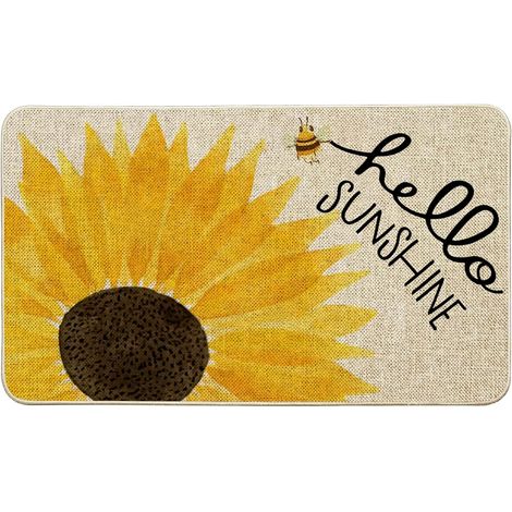 CCYKXAPaillasson en Lin Motif tournesols, Tapis d’entrée d’été pour intérieur et extérieur, antidérapant, Lavable, Absorbant, 40x60 cm (1/5)