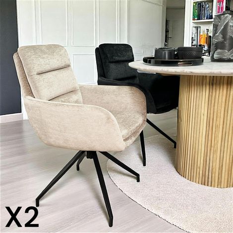 Fauteuil de table pivotant en velours taupe (lot de 2) PALERME (1/5)