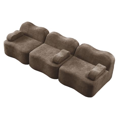 Canapé modulaire 3 places velours coussin accoudoir mobile pour salon et appartement Marron (1/5)