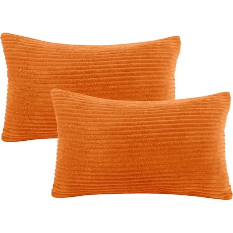 Coussin décoratif rectangulaire en velours côtelé doux à rayures, 12 cm, pour canapé, salon et chambre. (1/5)