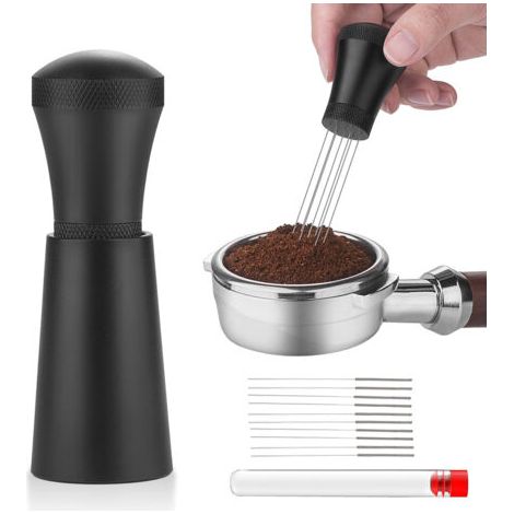 Outil de distribution d'expresso aiguilles, Distributeur d'aiguilles à Café, agitateur de poudre d'expresso, Espresso Distribution Tools, Espresso Coffee Stirrer, Distributeur d'aiguilles, Noir (1/5)