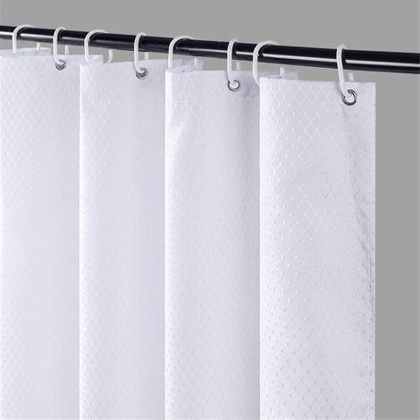 Rideau de Douche - 1 Pièce - Polyester - Imperméable et Anti Moisissure - Salle de Bain - Blanc Gaufre 90x180cm (1/5)