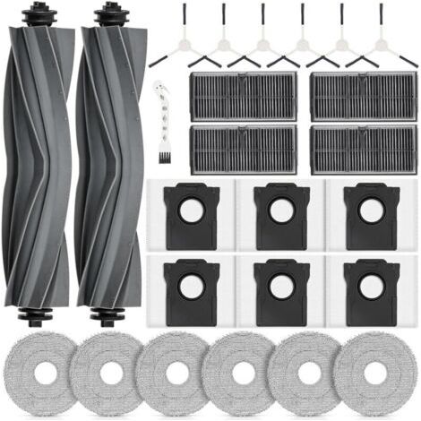 25 accessori per robot aspirapolvere DREAME L10s Pro Ultra Heat / L10s Ultra Gen 2 / X30 Ultra / MOVA E30 Ultra. 2 spazzole principali, 4 filtri, 6 panni, 6 sacchetti per la polvere, 6 spazzole latera