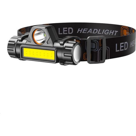 Lampe frontale LED COB à double source lumineuse, mini lampe frontale rechargeable, puissante, magnétique et étanche, idéale pour la pêche de nuit et le cyclisme. Câble USB et bandeau élastique inclus (1/4)