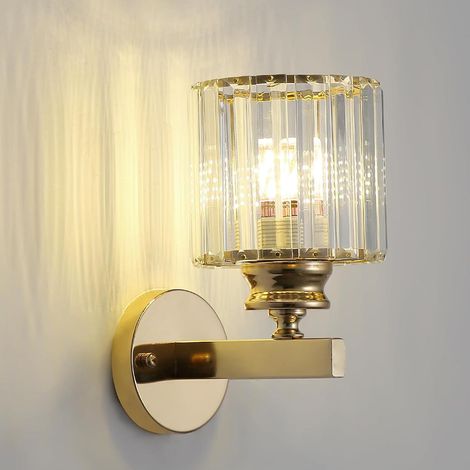 Applique Murale Moderne En Cristal, Applique Murale En Cristal D’or E27, Pour Chambre à Coucher De Chevet Couloir De Couloir De Sall (1/5)