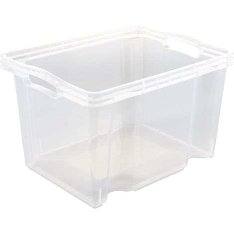 Caja de Almacenaje con Asas Integradas, Tamaño: M, 35 x 27 x 21 cm, 13,5 l, Transparente (1/5)