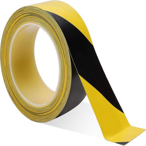 Rouleau de ruban de signalisation PVC auto-adhésif, noir et jaune, 50 mm × 33 m (1/5)