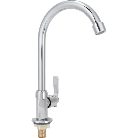 Robinet de cuisine G1/2 à eau froide simple, robinet d'évier pivotant en acier inoxydable (1/5)