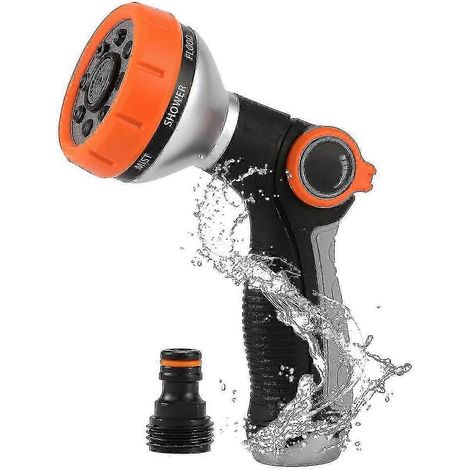 Garden Hose Nozzle with Thumb Control, 8 Adjustable Spray Patterns (1/5)