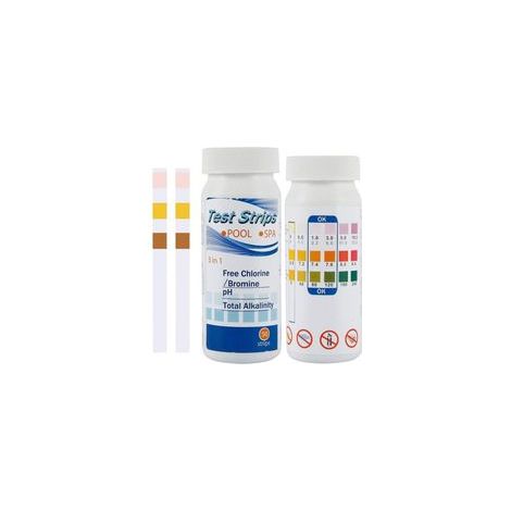 Lot de 100 bandelettes de test 3 en 1 pour piscine, spa, jacuzzi, piscine, eau claire, pH chlore, brome, alcalin (1/5)