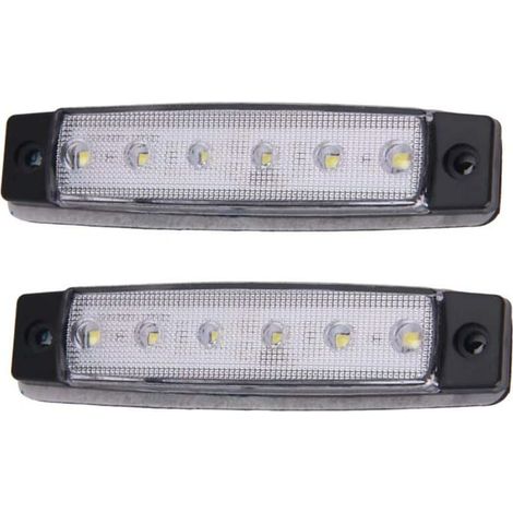 VURAHOME - 2pcs 12v 6 LED gabarit de remorque feu arrière Feux de Position Clignotants latéraux de Lampe de signalisation Feux de Bord (Blanc) (1/5)