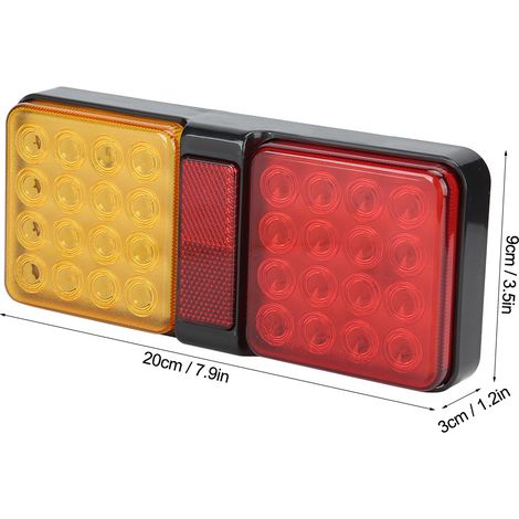 Feux arrière à DEL pour camions, remorques, fourgonnettes et camping-cars, y compris clignotants, feux de freinage et feux arrière combinés (12 V, lumière rouge et jaune vive). (1/5)