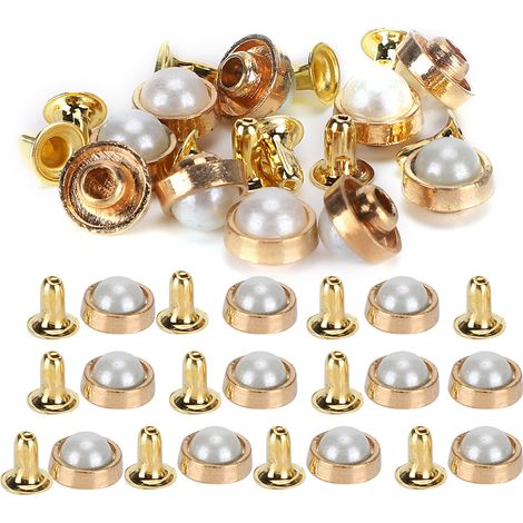 100 Pièces Clous à Cristaux Colorés 8MM en Alliage de Zinc pour Décorer Bagages, Vêtements et Chaussures - Blanc (1/5)