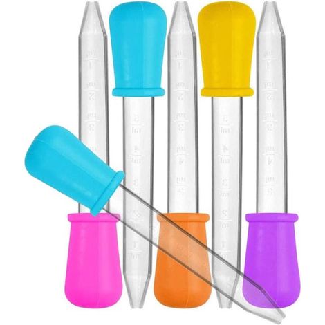 Set di 5 pipette per liquidi, pipette da 5 ml per acqua/farmaci, pipette di trasferimento in plastica con punta a sfera, pipette contagocce con punta graduata (1/5)