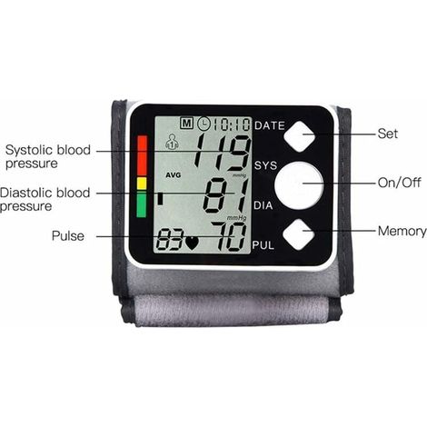 Tensiomètre au Poignet pour la Maison - Mesurez automatiquement Votre tensiomètre avec détection du pouls par fréquence Cardiaque - 2 x 99 mémoires (1/4)