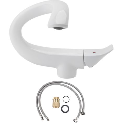 Waschtischarmatur aus weißem Kupfer, multifunktional, modern, schlicht und raffiniert, einstellbar für Warm- und Kaltwasser. (1/5)