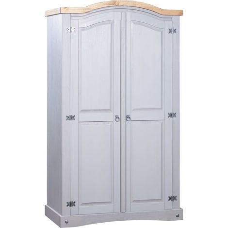 Garde-robe Armoire de Rangement Armoire de vêtements Penderie avec 2 portes Gamme Corona pin mexicain Gris VXN3324 (1/5)