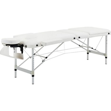 LETTINO MASSAGGI PORTATILE PIEGHEVOLE E PROFESSIONALE IN ALLUMINIO BIANCO 215X60X61-84 CM RESISTENTE (1/5)
