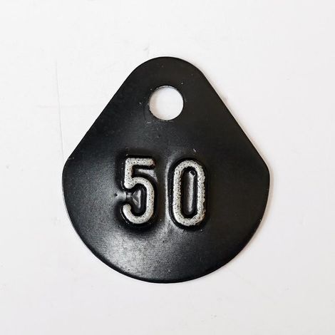 Chiffre goutte d'eau fond noir (à l'unité) estampé "50" en relief blanc hauteur d'écriture 11mm DERANCOURT