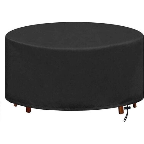 Round garden table cover, waterproof and resistant (230 x 110 cm), with UV and dust protection for outdoor use.
