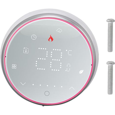 Programmable Thermostat Electric Heating Round Base 13mm Recessed Panel LED Display Wireless Intelligent Thermostat AC95240V White