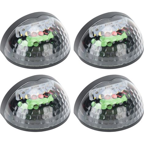 Lot de 4 lampes murales solaires semi-circulaires étanches d'extérieur à 6 LED, coque noire, lumière blanche (1/5)