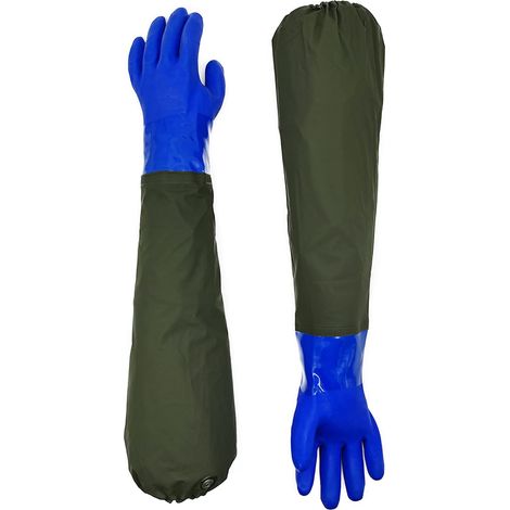 JSSEVN - Long Rubber Gloves for Cleaning Pond Gutter Drains, Workshop, Industrial Construction, 70cm (1/5)