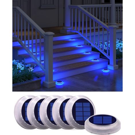 Lampe Solaire Exterieur, Lampe Solaire Exterieur Jardin 360 ° LED Escalier Solaire Lumière IP68 étanche avec Auto On/Off Solar Path Light, Blanc 5700k, 4 pcs