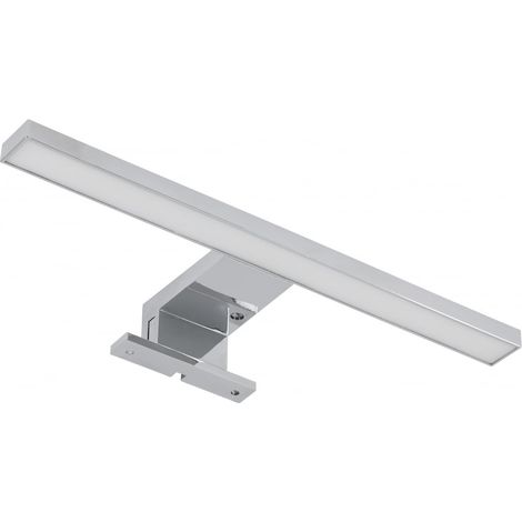 Lampe de miroir LED - 5 W, 2700 K, blanc chaud, 220 lm, IP44, 230 V, chromé, 304 mm, 120°, câble de raccordement de 30 cm, pour salle de bain et montage sur miroir