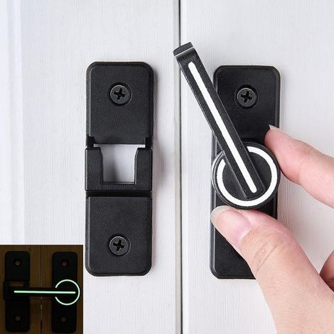 Cerradura para puerta de granero, Cerradura para portón, Cerradura para puerta, Espacio seguro, Modo de luz nocturna, Diseño, 180 grados, Negro (1/5)