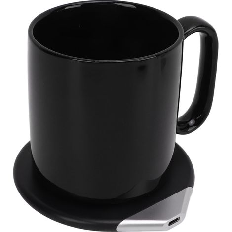 Chargeur de sous-verre électrique, noir, sans fil, étanche, identification intelligente, chauffe-sous-verre, chargeur de téléphone, 100-240V, prise standard européenne. (1/5)