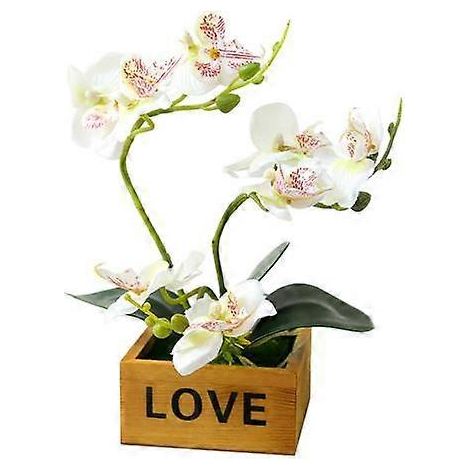 Fleur artificielle papillon orchidée pot bonsaï jardin DIY fête décoration de bureaublanc (1/5)