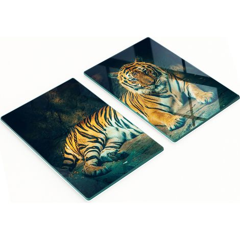 Tablas de cortar de cristal para cocina con estampado de la Cueva del Tigre, 2 x 40 x 52 cm.